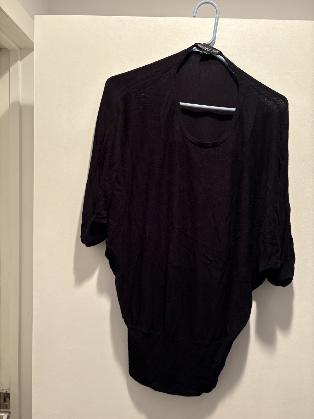 Forever 21 Black Short-Sleeve Draped Knit Top